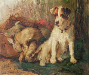 Left in Charge - A Fox Terrier with Game
